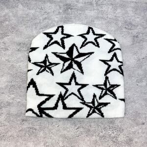 y2k grunge gothic punk white and black star beanie